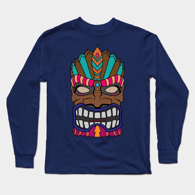 Tiki Totem Idol Mask Long Sleeve T-Shirt by Brobocop